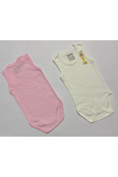 Twin Girl Body Pink and Cream Color Romper Snap Fastener - 3