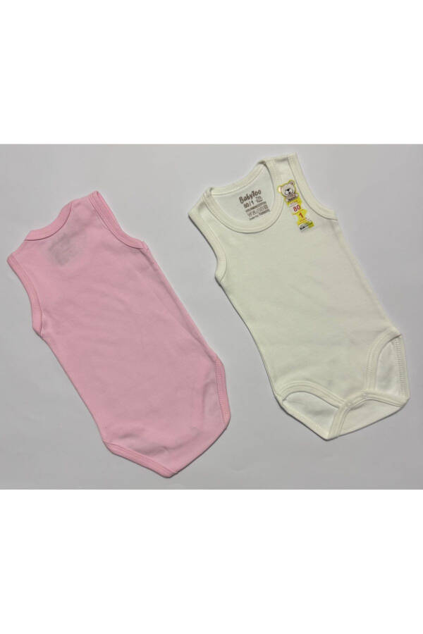 Twin Girl Body Pink and Cream Color Romper Snap Fastener - 3