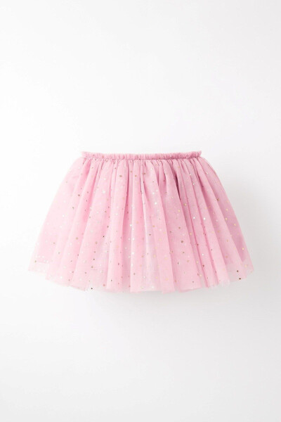 Twinkle Gold Star Detailed Lined Tulle Party Skirt - 1