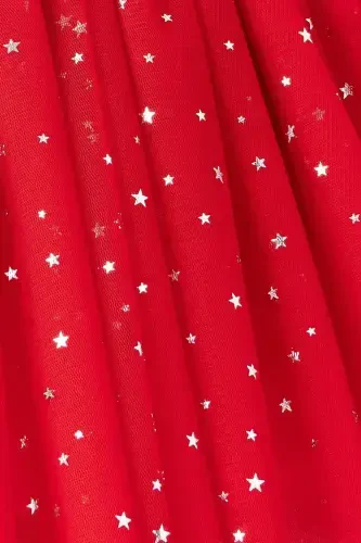 Twinkle Silver Star Detailed Lined Tutu Skirt (APRIL 23 - REPUBLIC DAY) - Red - BANAMIO (1)