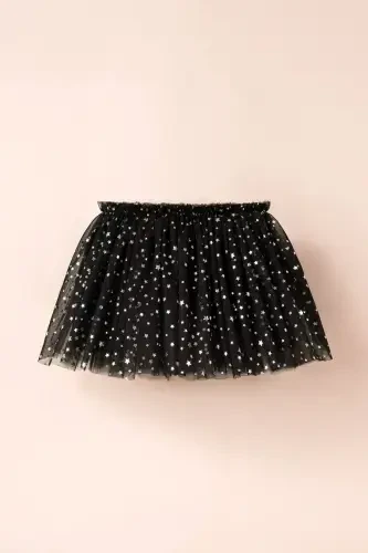 Twinkle Star Detailed Lined Tutu Skirt (April 23 - Republic Day)-Black - 1