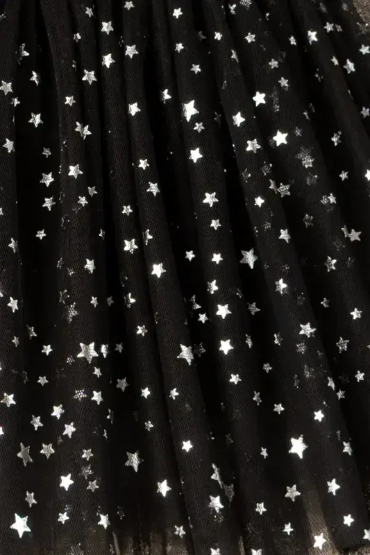 Twinkle Star Detailed Lined Tutu Skirt (April 23 - Republic Day)-Black - 2