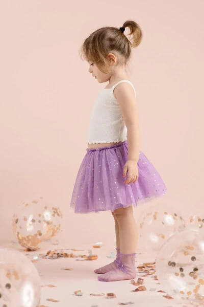 Twinkle Tulle Skirt with Gold Star Details and Lining (April 23 - Republic Day) - BANAMIO