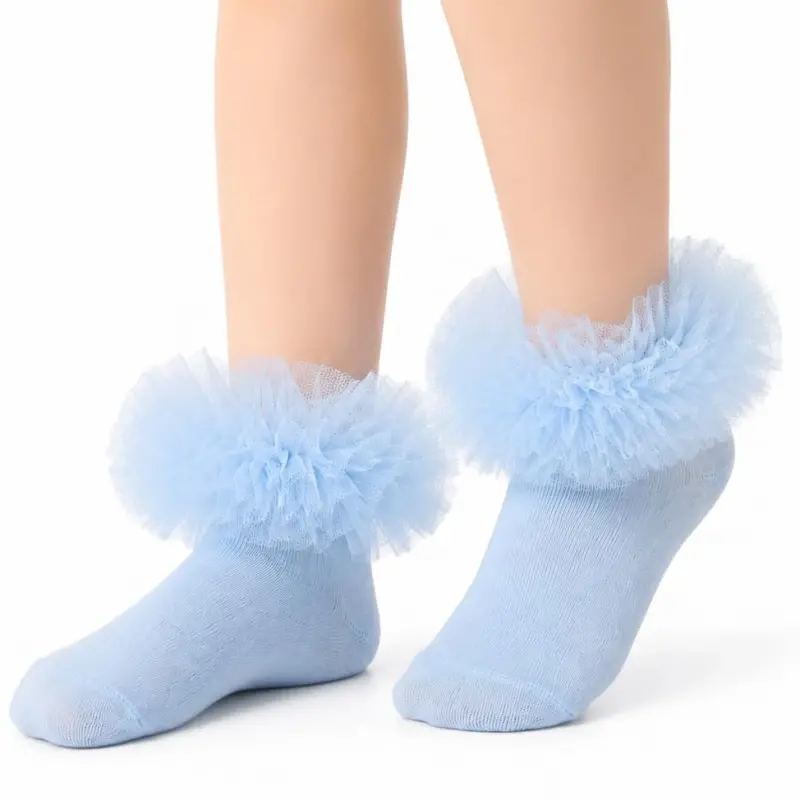 TWINKLING AT DAWN Girls Ruffle Socks Fluffy Ruffle Princess Dress Socks Newborn/Infant/Toddler/Girls - 1