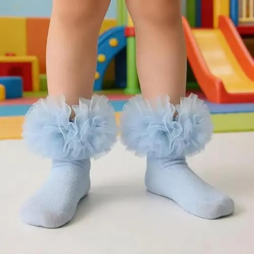 TWINKLING AT DAWN Girls Ruffle Socks Fluffy Ruffle Princess Dress Socks Newborn/Infant/Toddler/Girls - 3
