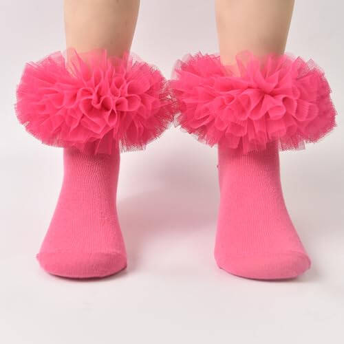 TWINKLING AT DOWN Girls Socks Fluffy Ruffled Edge Princess Dress Socks Lace Dance Socks Newborn/Baby/Toddler/Girl - 34