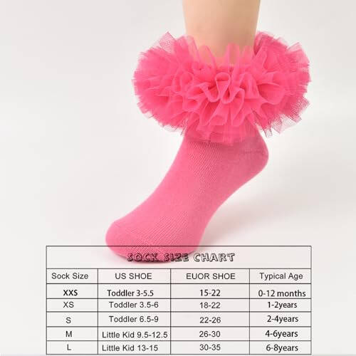 TWINKLING AT DOWN Girls Socks Fluffy Ruffled Edge Princess Dress Socks Lace Dance Socks Newborn/Baby/Toddler/Girl - 36