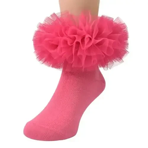 TWINKLING AT DOWN Girls socks fluffy ruffled edge princess dress socks lace dance socks newborn/baby/toddler/girl - MODAZONE