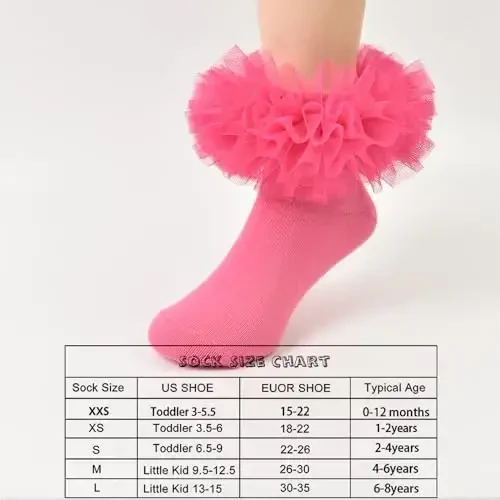 TWINKLING AT DOWN Girls socks fluffy ruffled edge princess dress socks lace dance socks newborn/baby/toddler/girl - 6