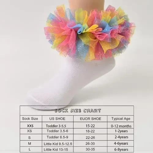 TWINKLING AT DOWN Girls socks fluffy ruffled edge princess dress socks lace dance socks newborn/baby/toddler/girl - 6