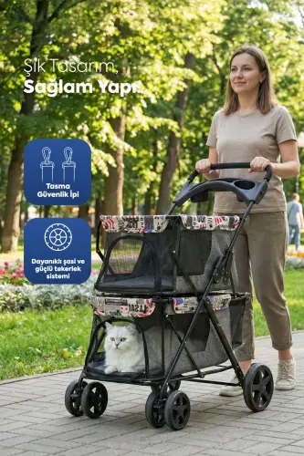 Twins Pet Stroller 51*85*100 Cm Black - ZAMPA (1)
