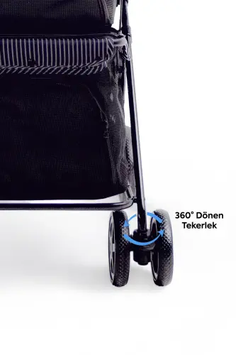 Twins Pet Stroller 51*85*100 Cm Black - 5