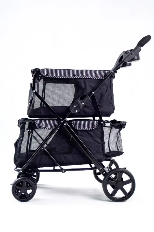Twins Pet Stroller 51*85*100 Cm Black - 7