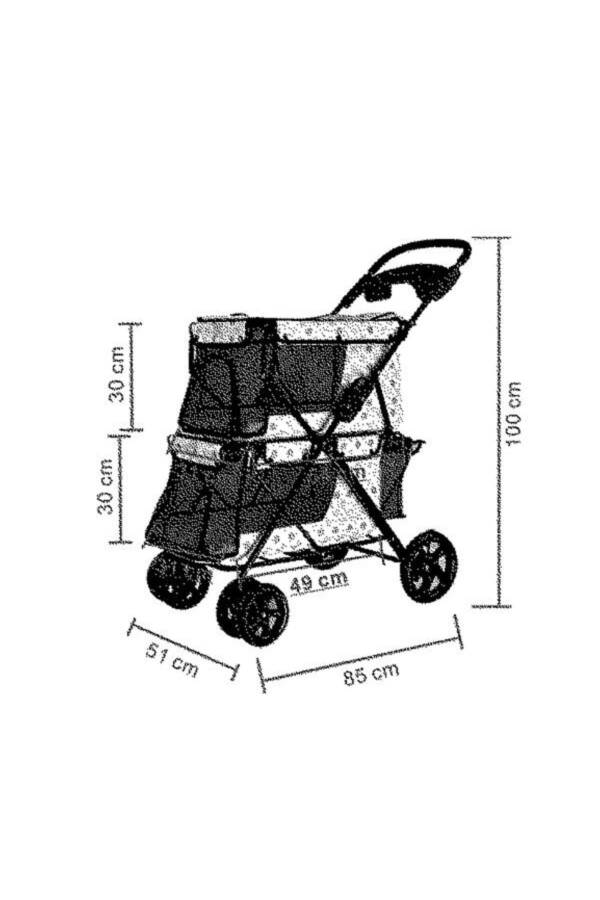 Twins Pet Stroller 51*85*100 Cm Black - 12