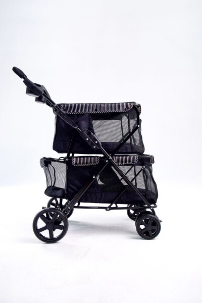 Twins Pet Stroller 51*85*100 Cm Black - 6