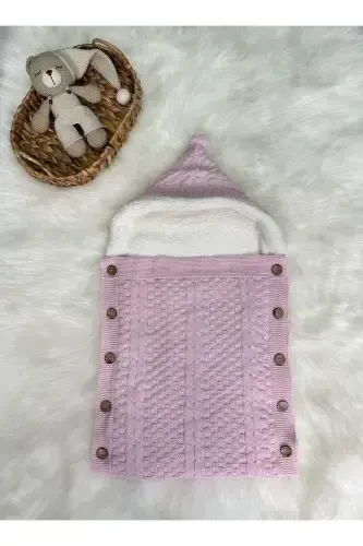 TWO BRAIDED KNITTED WELLSOFT BABY SWADDLE-PINK - 3