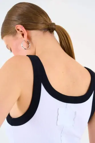 Two-Color Tank Top - White-Black - 4