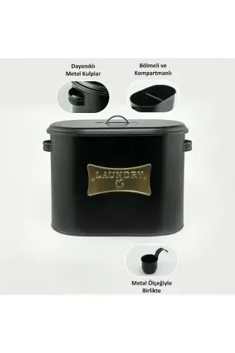 Two Compartment Scaled Metal Lid Detergent Dispenser Lr042-BLACK - LAUNDRY (1)