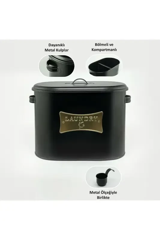 Two Compartment Scaled Metal Lid Detergent Dispenser Lr042-BLACK - 2