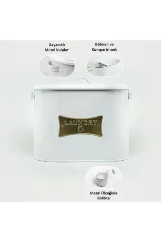 Two-Compartment Scaled Metal Plate Printed Powder Detergent Dispenser Lr041 - LAUNDRY (1)