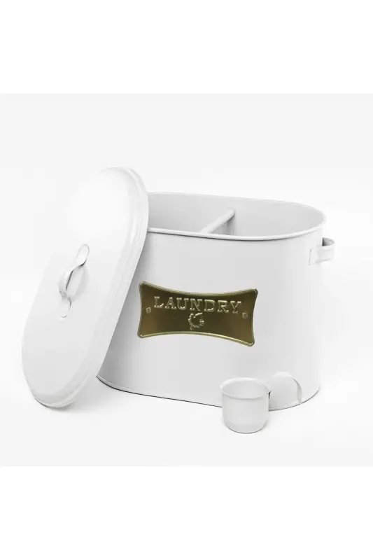 Two-Compartment Scaled Metal Plate Printed Powder Detergent Dispenser Lr041 - 4