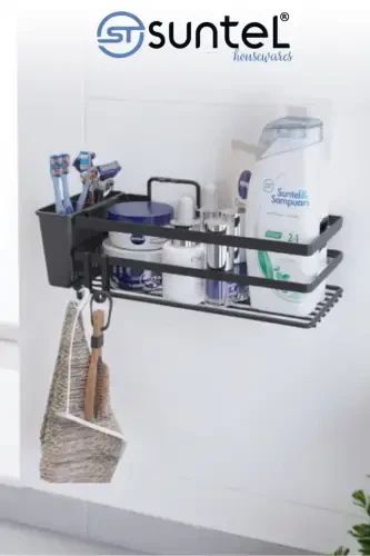 Two-Eyed Plastic Container Sticky Bathroom Organizer - 1