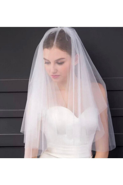 Two-Layer Bridal Veil - Wedding Veil, Off-White Comb. Long Layer 1 Meter Short Layer 60 Cm - 20