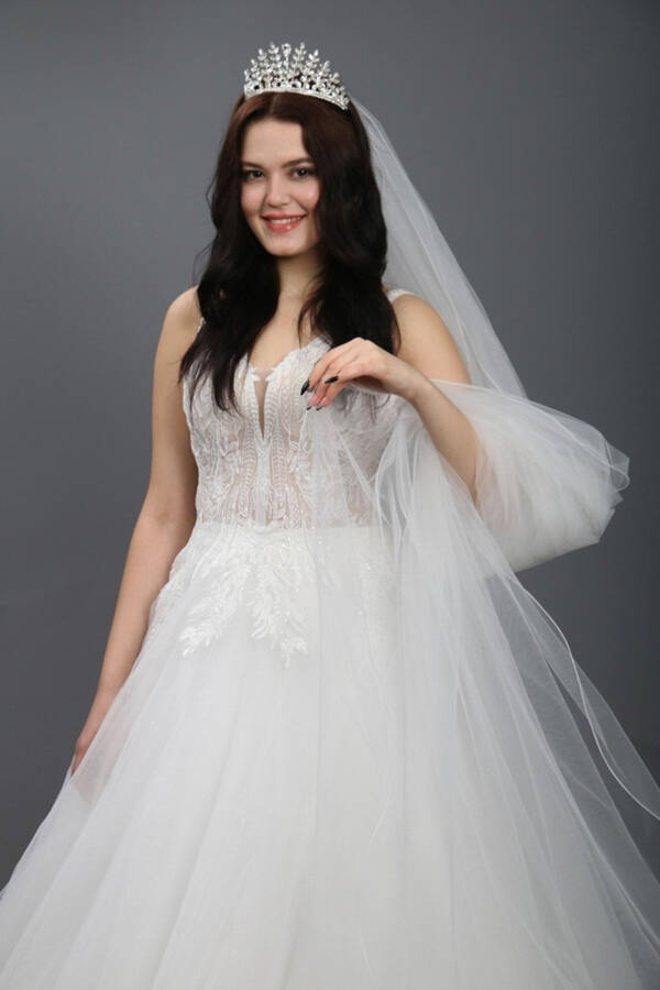 Two-Layer Long Wedding Veil and Bridal Veil with Comb 230 Cm 1st Quality Silk Dream Tulle - 57