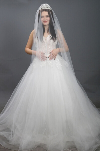 Two-Layer Long Wedding Veil and Bridal Veil with Comb 230 Cm 1st Quality Silk Dream Tulle - 60