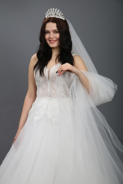 Two-Layer Long Wedding Veil and Bridal Veil with Comb 230 Cm 1st Quality Silk Dream Tulle - 49