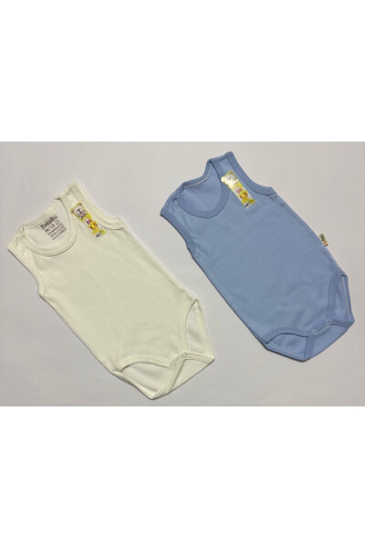 Two Piece Baby Boy Blue And Cream Color Bodysuit With Snaps ( Gift Included ) - BABYTOO