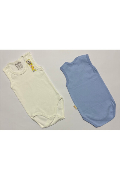 Two Piece Baby Boy Blue And Cream Color Bodysuit With Snaps ( Gift Included ) - BABYTOO (1)