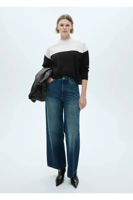 Two Tone Perkins Collar Sweater - 1