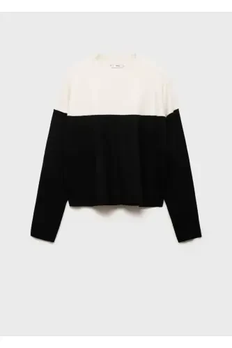 Two Tone Perkins Collar Sweater - MANGO (1)