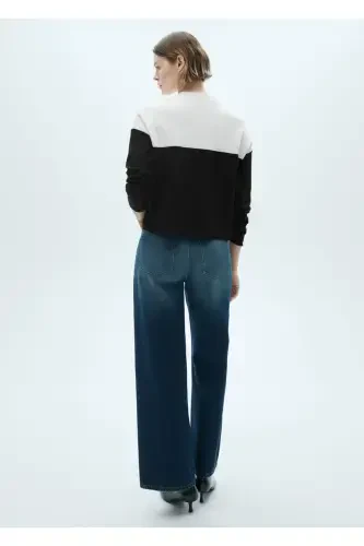 Two Tone Perkins Collar Sweater - 3