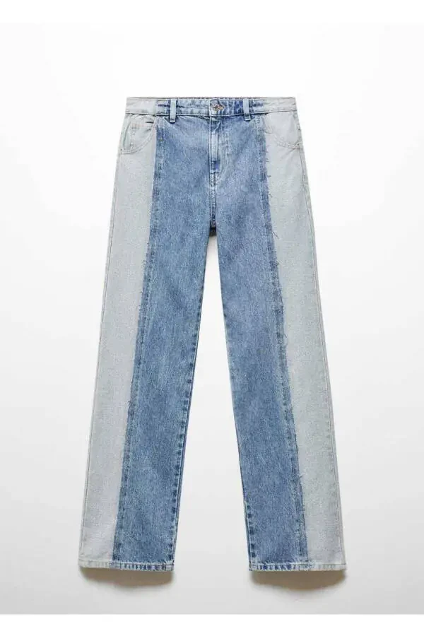 Two-Tone Straight Leg Jeans - 3