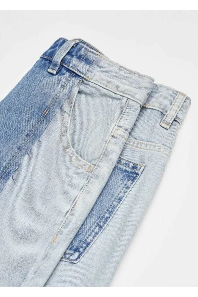 Two-Tone Straight Leg Jeans - 5