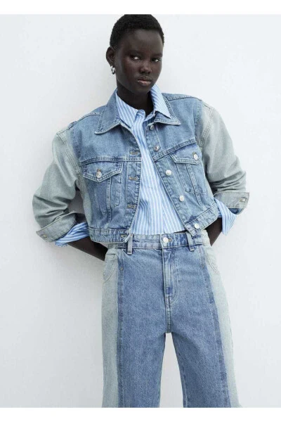 Two-Tone Straight Leg Jeans - 7