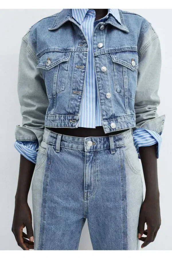 Two-Tone Straight Leg Jeans - 8