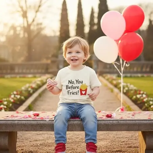 Twopumpkin Valentines Toddler Girl Boy Baby Outfit Valentines Day Shirt Fries Before Guys Short Sleeve T-Shirts Vintage Tops - 4