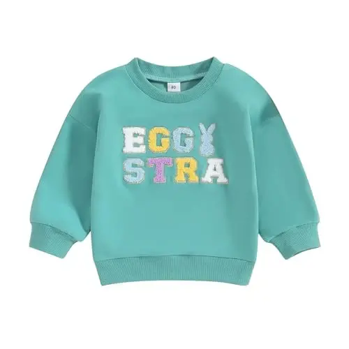 Twopumpkin Toddler Easter Shrit Baby Girl Outfit Crewneck Bunny Sweatshirt Long Sleeve Shirts Holiday Clothes - 1