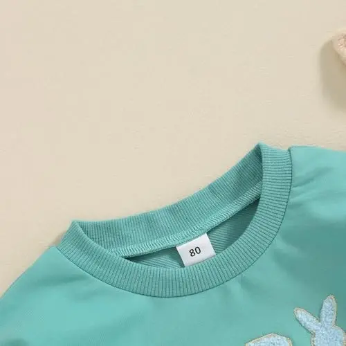 Twopumpkin Toddler Easter Shrit Baby Girl Outfit Crewneck Bunny Sweatshirt Long Sleeve Shirts Holiday Clothes - 3