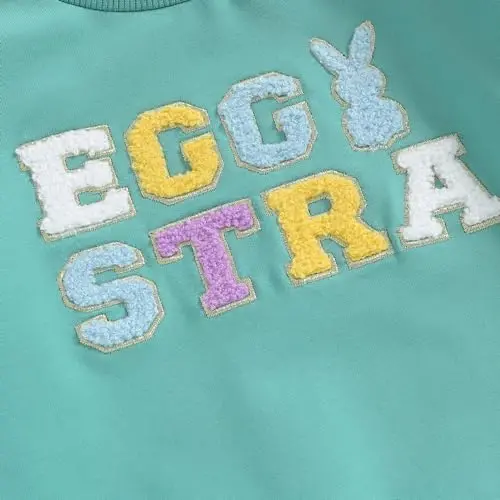 Twopumpkin Toddler Easter Shrit Baby Girl Outfit Crewneck Bunny Sweatshirt Long Sleeve Shirts Holiday Clothes - 4