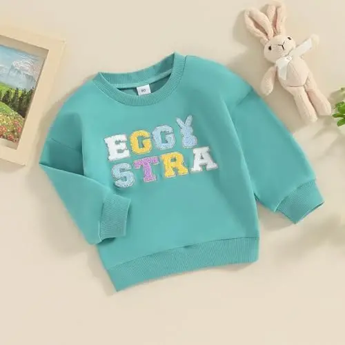 Twopumpkin Toddler Easter Shrit Baby Girl Outfit Crewneck Bunny Sweatshirt Long Sleeve Shirts Holiday Clothes - 6