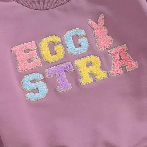 Twopumpkin Toddler Easter Shrit Baby Girl Outfit Crewneck Bunny Sweatshirt Long Sleeve Shirts Holiday Clothes - 5