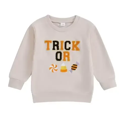 Twopumpkin Toddler Halloween Shrit Baby Girl Outfit Crewneck Sweatshirt Long Sleeve Shirts Holiday Clothes - 1