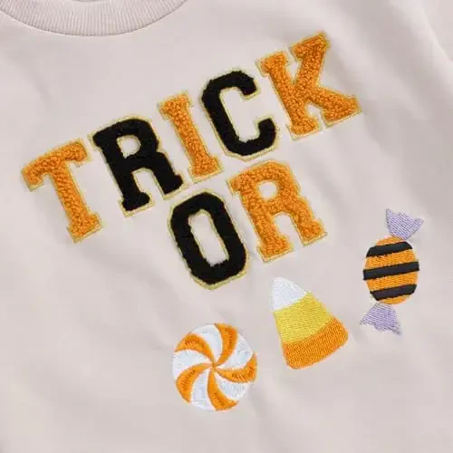 Twopumpkin Toddler Halloween Shrit Baby Girl Outfit Crewneck Sweatshirt Long Sleeve Shirts Holiday Clothes - 3