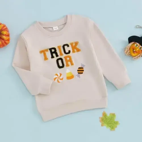Twopumpkin Toddler Halloween Shrit Baby Girl Outfit Crewneck Sweatshirt Long Sleeve Shirts Holiday Clothes - 5