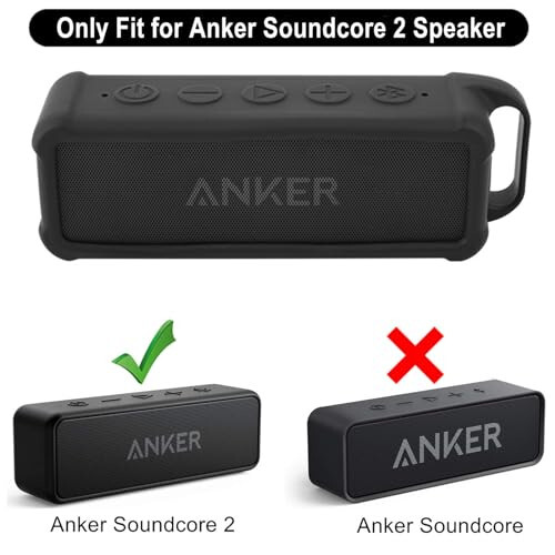 TXEsign Silicone Case Compatible with Anker Soundcore 2 Portable Bluetooth Speaker, Protective Travel Case Cover with Handle and Carabiner for Anker Soundcore 2 Speaker (Black) - 4