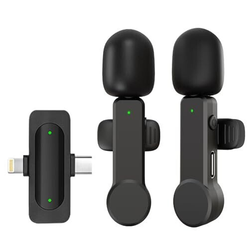 TXTUNE Wireless Lavalier Microphone for iPhone Android iPad - Noise Cancelling Mini Phone Microphone USB C, Cordless Lav Lapel Mic for Video Recording Vlogging YouTube TikTok Podcast - TXTUNE